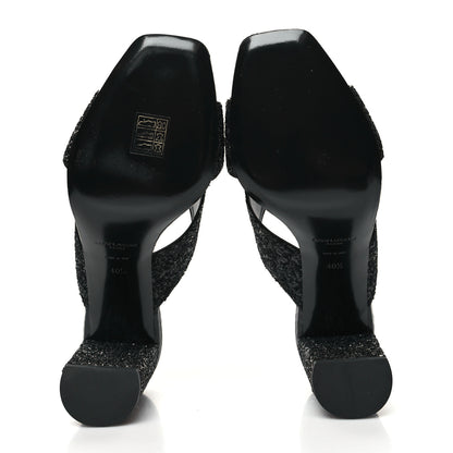 Saint Laurent Glitter LouLou 70 Mule Sandals 40.5 Black 5 of 9