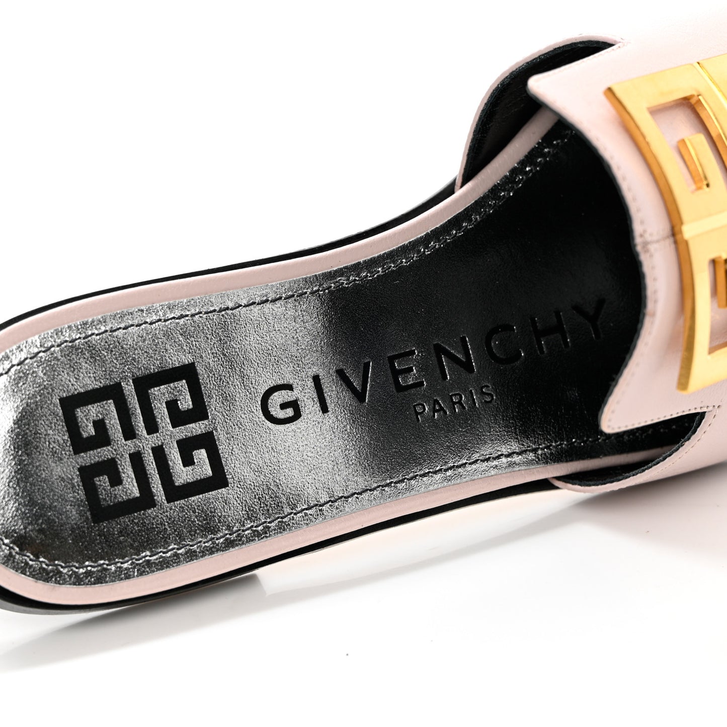 Grained Calfskin 4G Flat Sandals 36 Pale Pink