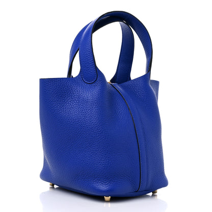 Hermes Taurillon Clemence Picotin Lock 18 PM Bleu Electrique 2 of 10