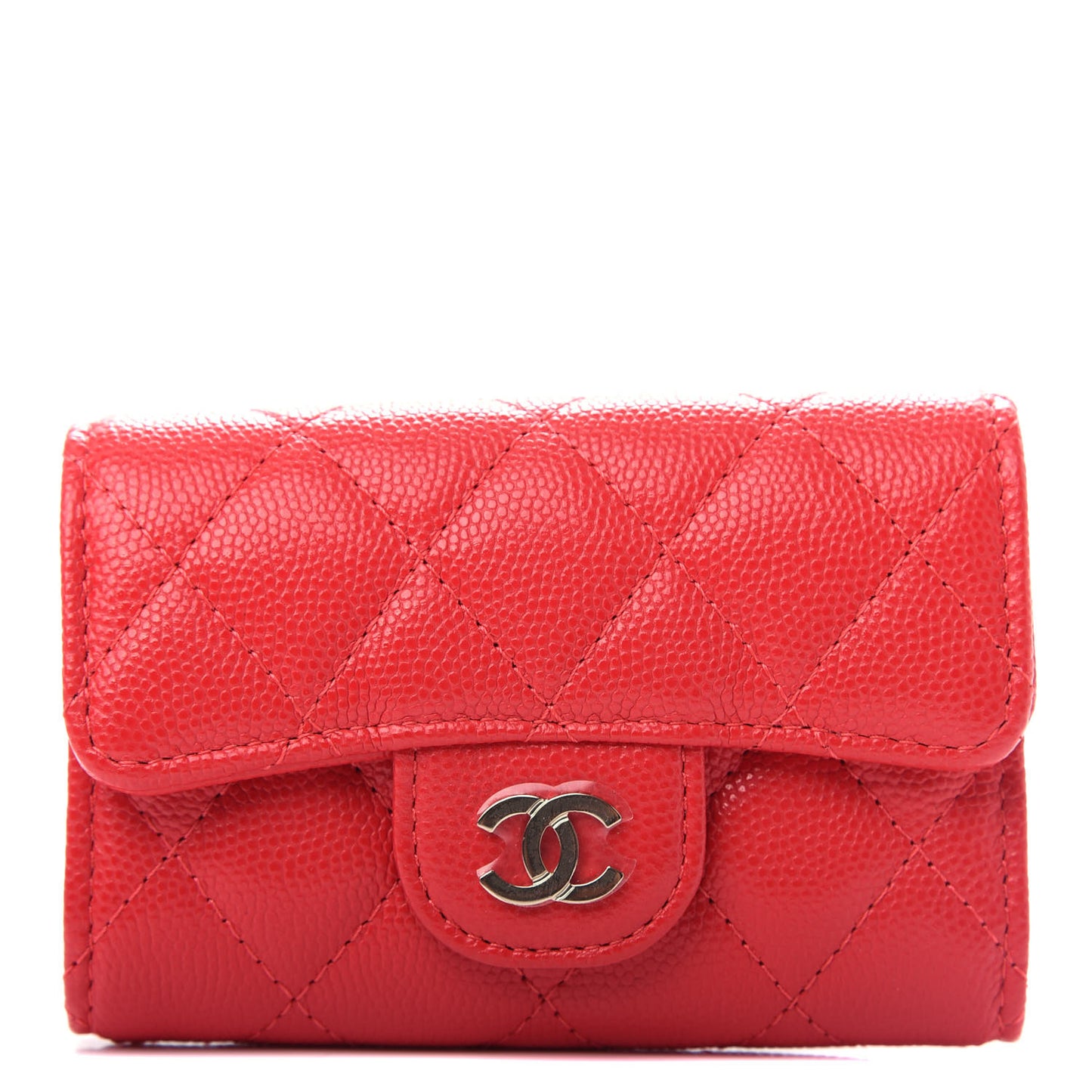 Caviar Quilted Classic 4 Key Holder Wallet Red