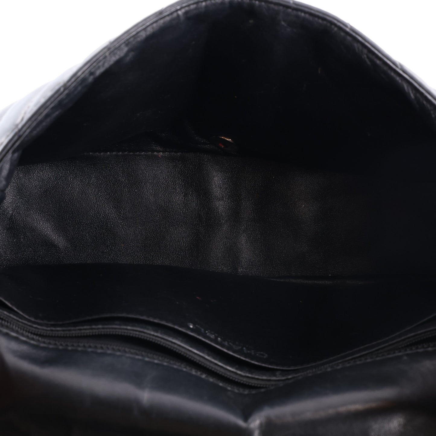 Lambskin Chevron Quilted Jumbo Single Flap Black