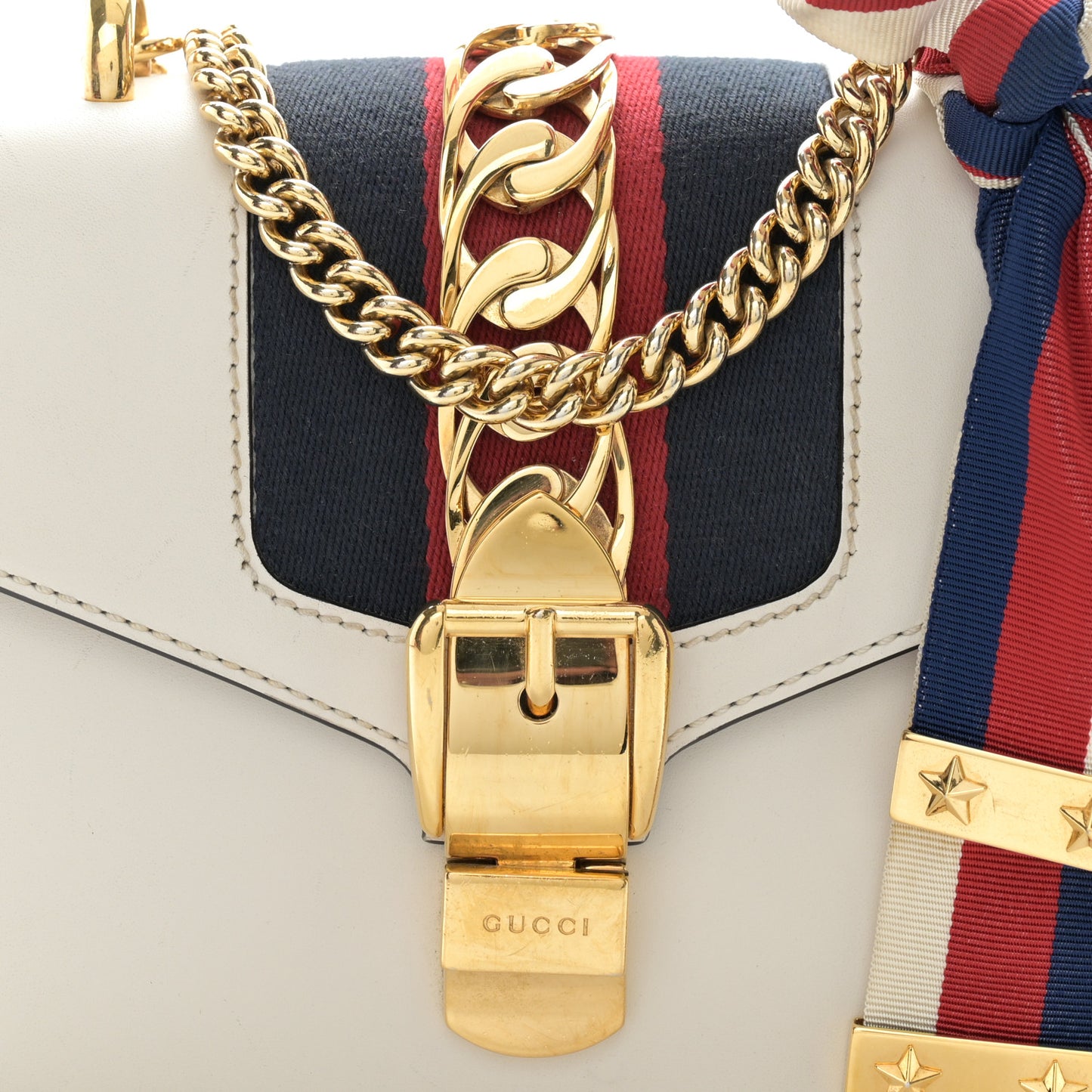 Calfskin Mini Sylvie Chain Shoulder Bag White