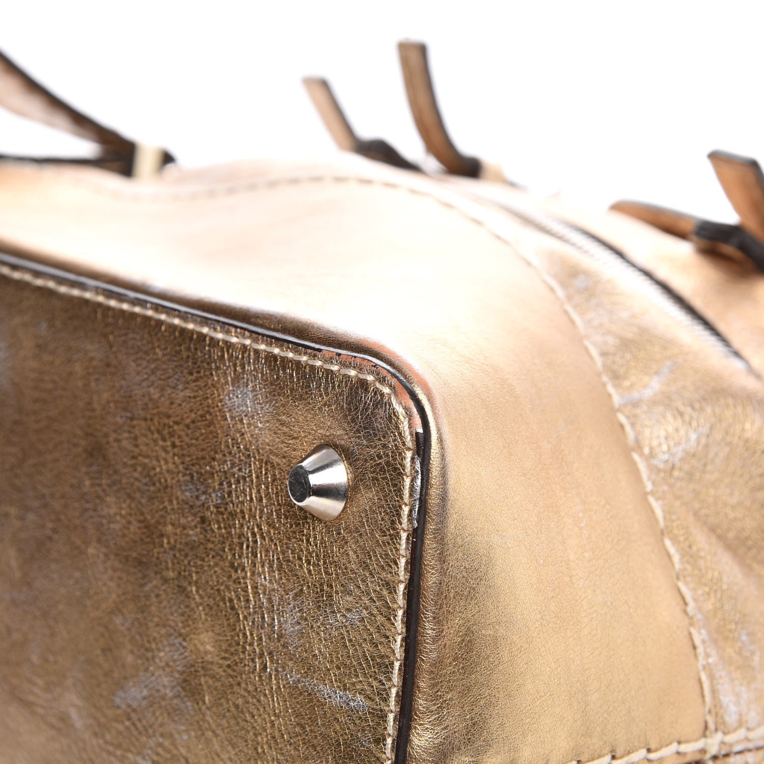 Chloe Metallic Calfskin Buckle Tote Gold 14 of 16