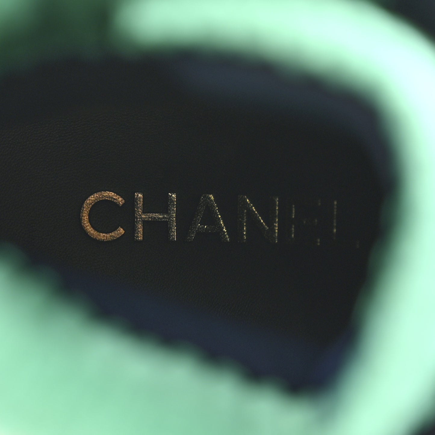 Suede Calfskin Velvet Quilted CC Combat Boots 36 Navy Green Black
