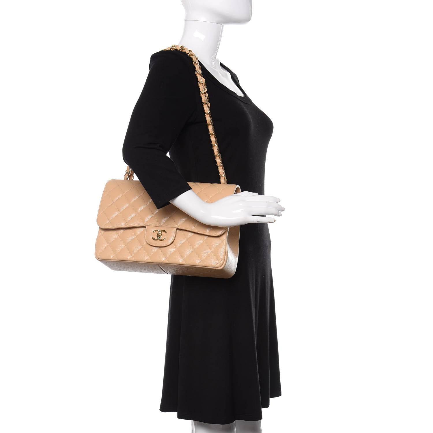 Chanel Caviar Quilted Jumbo Double Flap Beige Clair 2 of 11