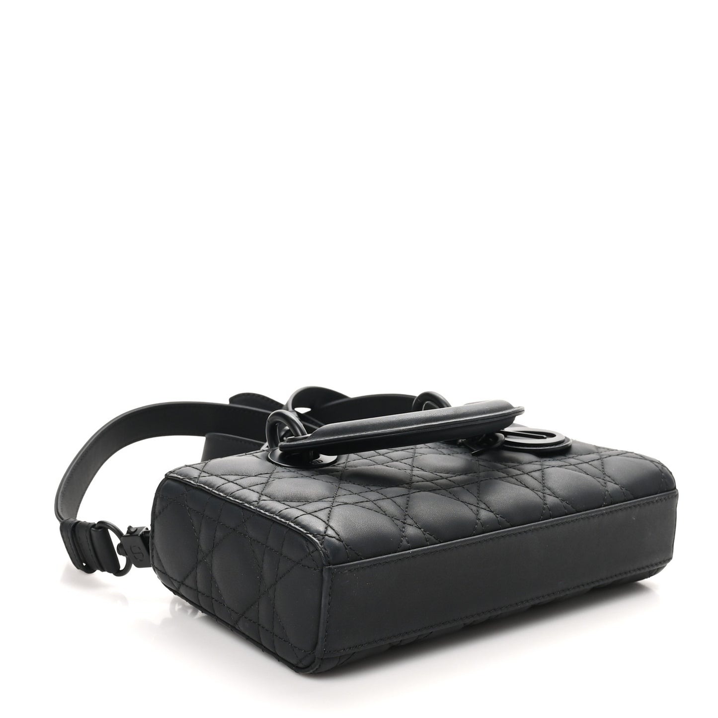 Ultra Matte Calfskin Cannage Medium Lady D-Joy Black