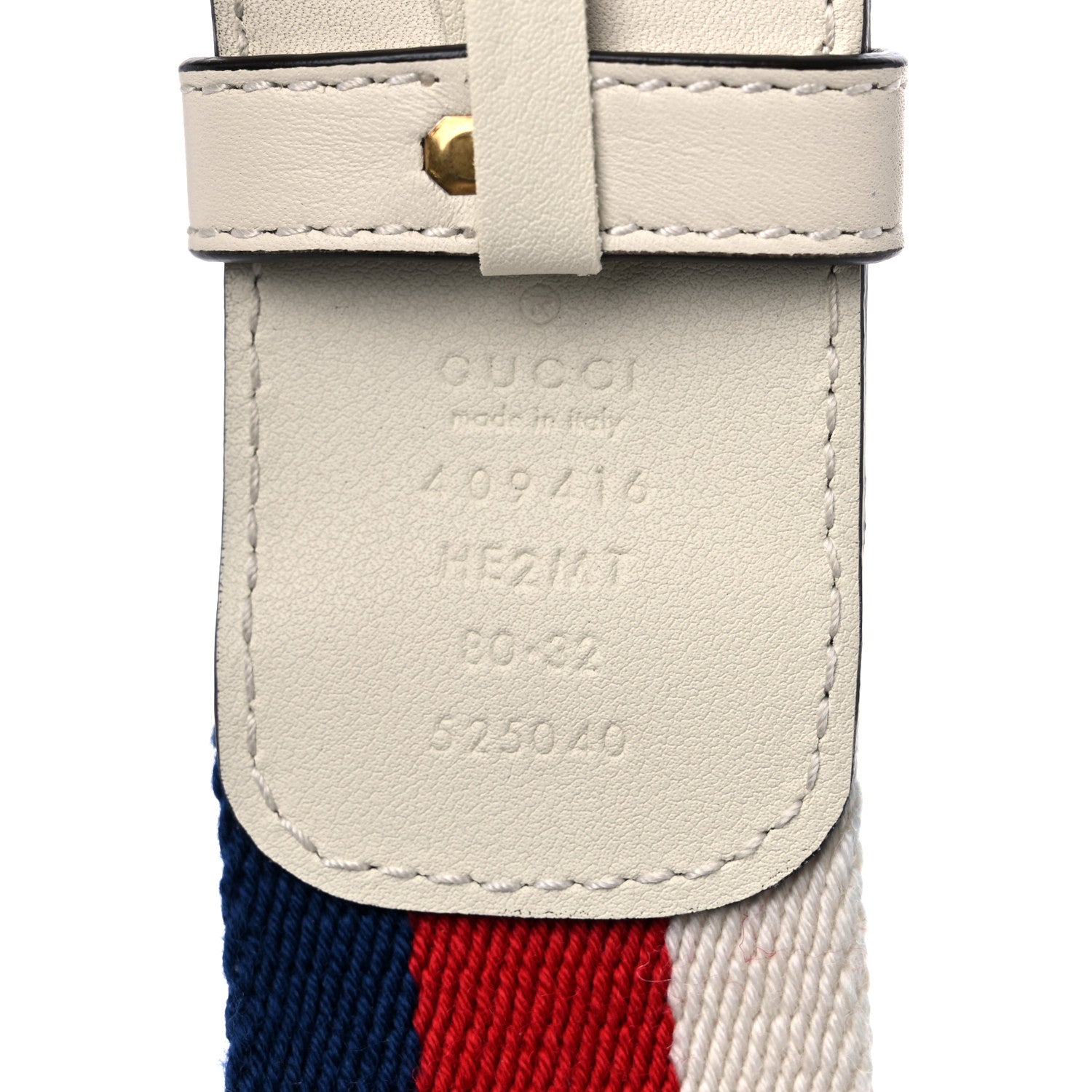 Gucci Nylon Calfskin Sylvie Web Double G 40mm Belt 80 32 Mystic White Hibiscus Red Maritime 3 of 5