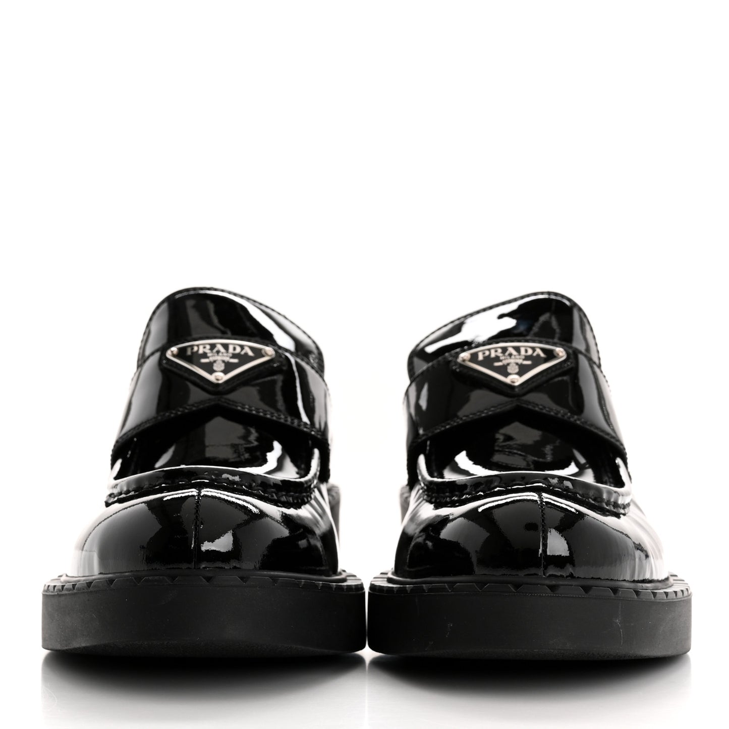Vernice Metal Triangle Logo 50mm Loafers 39.5 Black