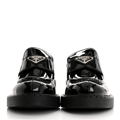 Prada Vernice Metal Triangle Logo 50mm Loafers 39.5 Black 3 of 10