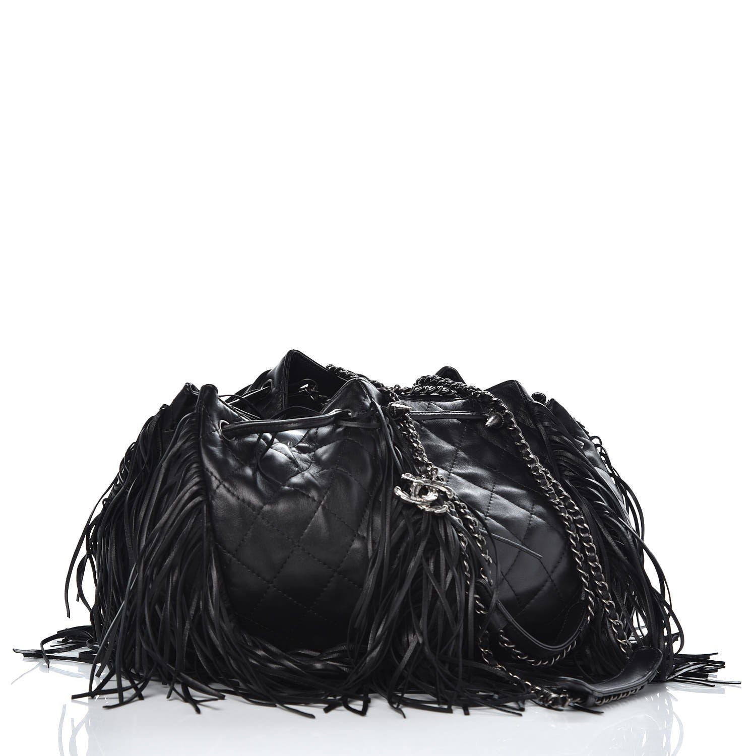 Chanel Lambskin Quilted Western Baluchon Fringe Bag Black 3 of 7