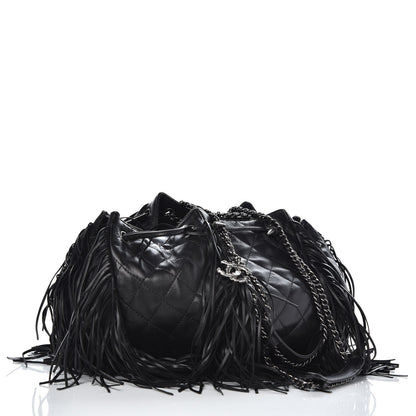 Chanel Lambskin Quilted Western Baluchon Fringe Bag Black 3 of 7