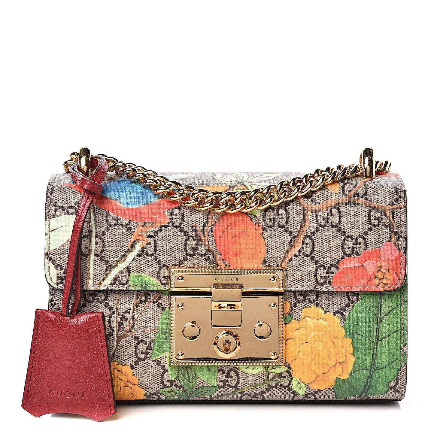 GG Supreme Monogram Tian Small Padlock Shoulder Bag Beige Multicolor New Acero