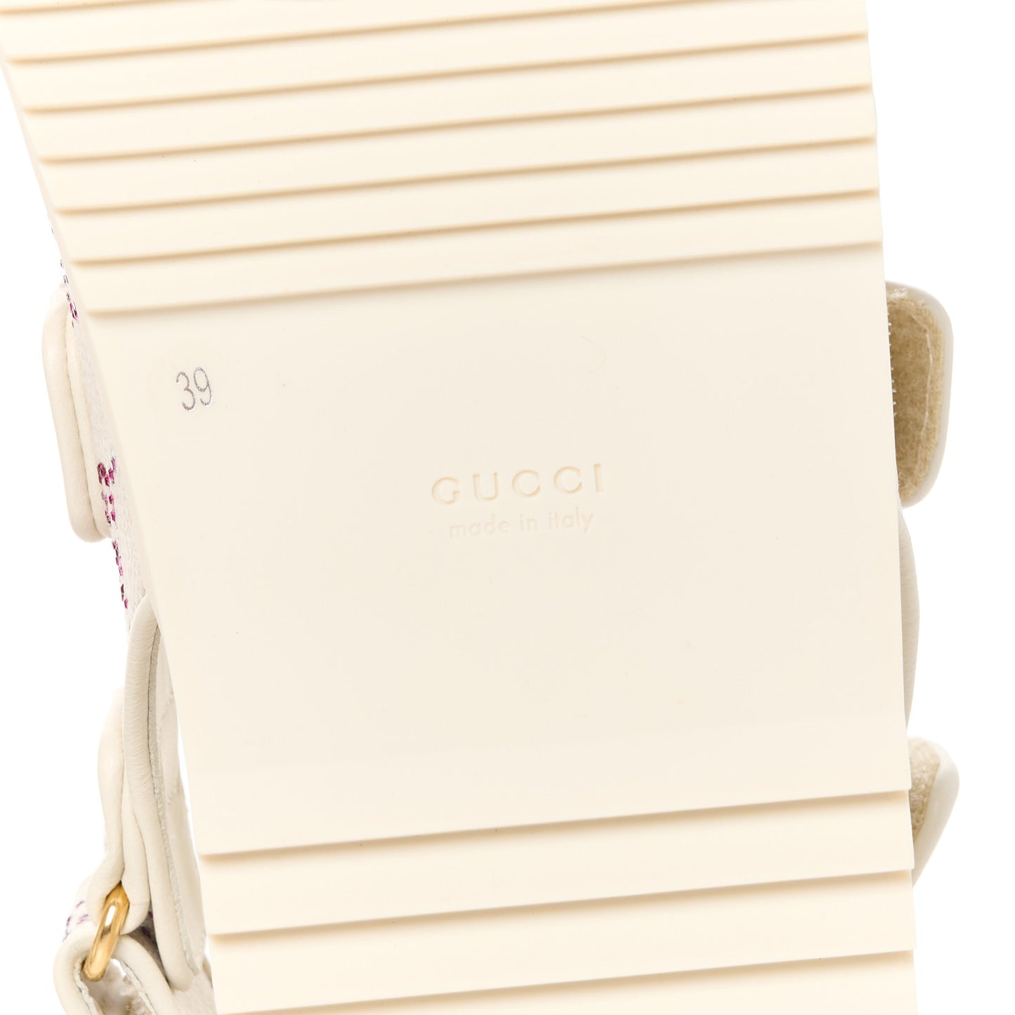 Canvas Lame Crystal GG Monogram Double G Womens Dad Sandals 39 Gardenia Silver Mystic White