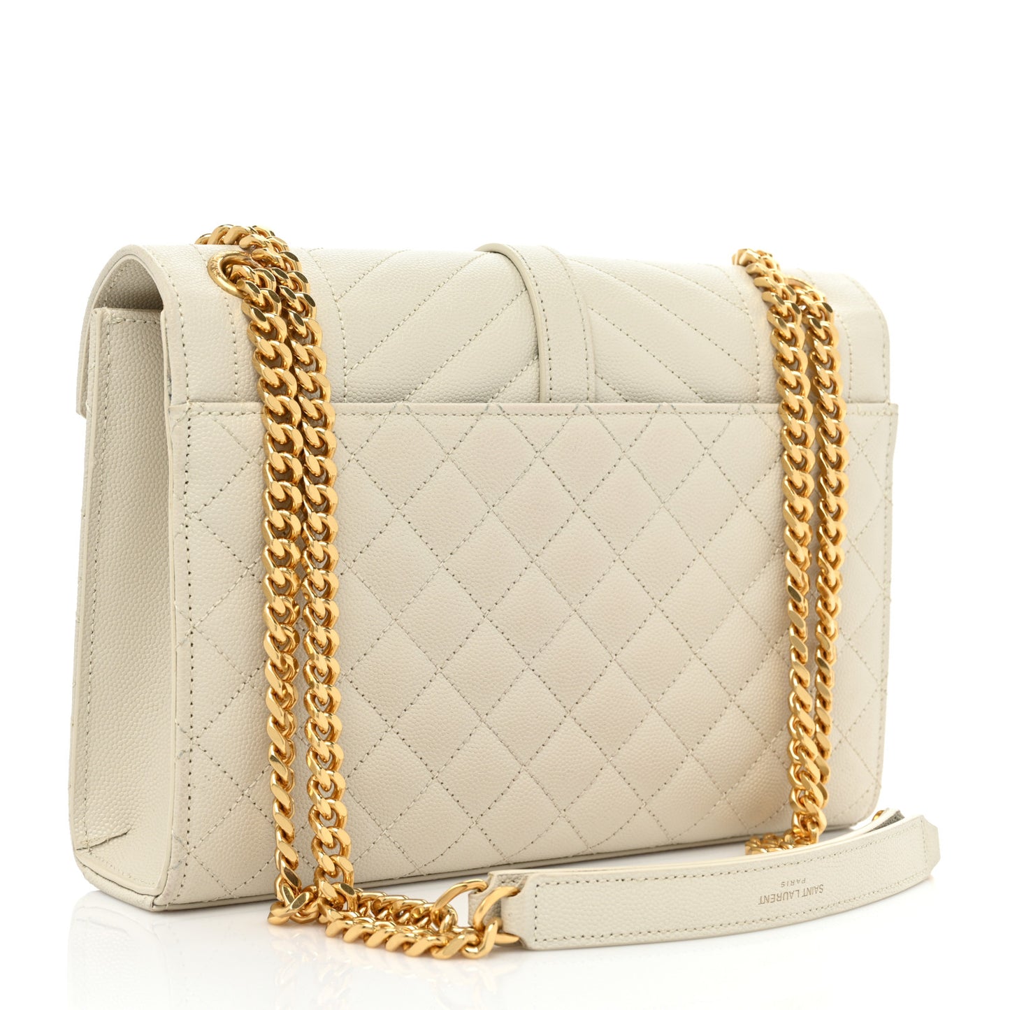 Grain De Poudre Textured Mixed Matelasse Medium Triquilt Monogram Satchel Crema Soft