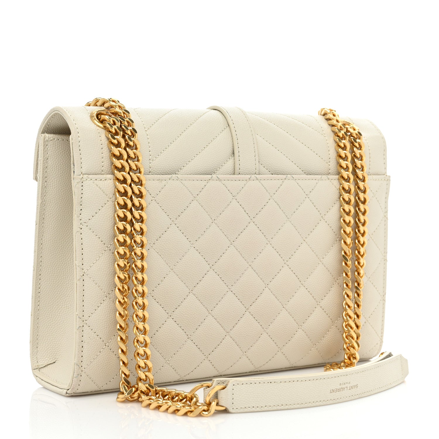 Saint Laurent Grain De Poudre Textured Mixed Matelasse Medium Triquilt Monogram Satchel Crema Soft 2 of 16