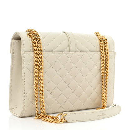 Saint Laurent Grain De Poudre Textured Mixed Matelasse Medium Triquilt Monogram Satchel Crema Soft 2 of 16