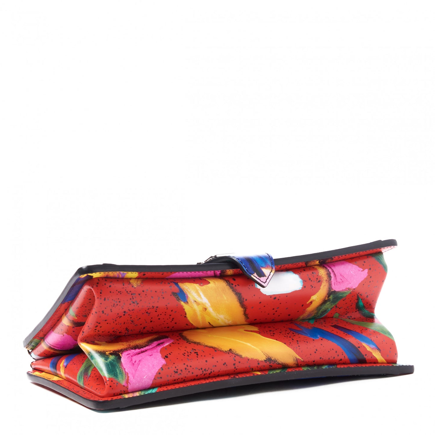 Calfskin Splash Print Trapeze Black White Red