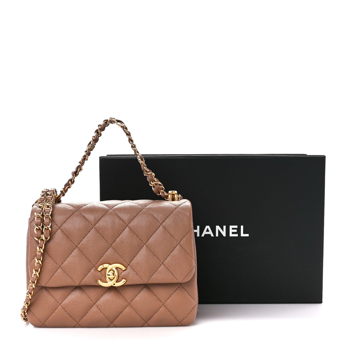 Caviar Quilted Coco First Flap Beige