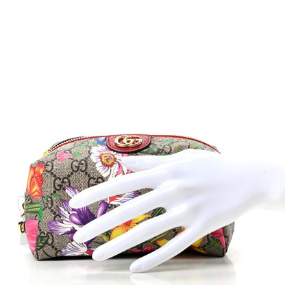 Gucci Soft GG Supreme Monogram Flora Calfskin Medium Ophidia Cosmetic Case Beige Ebony Multicolor Rosso 2 of 7