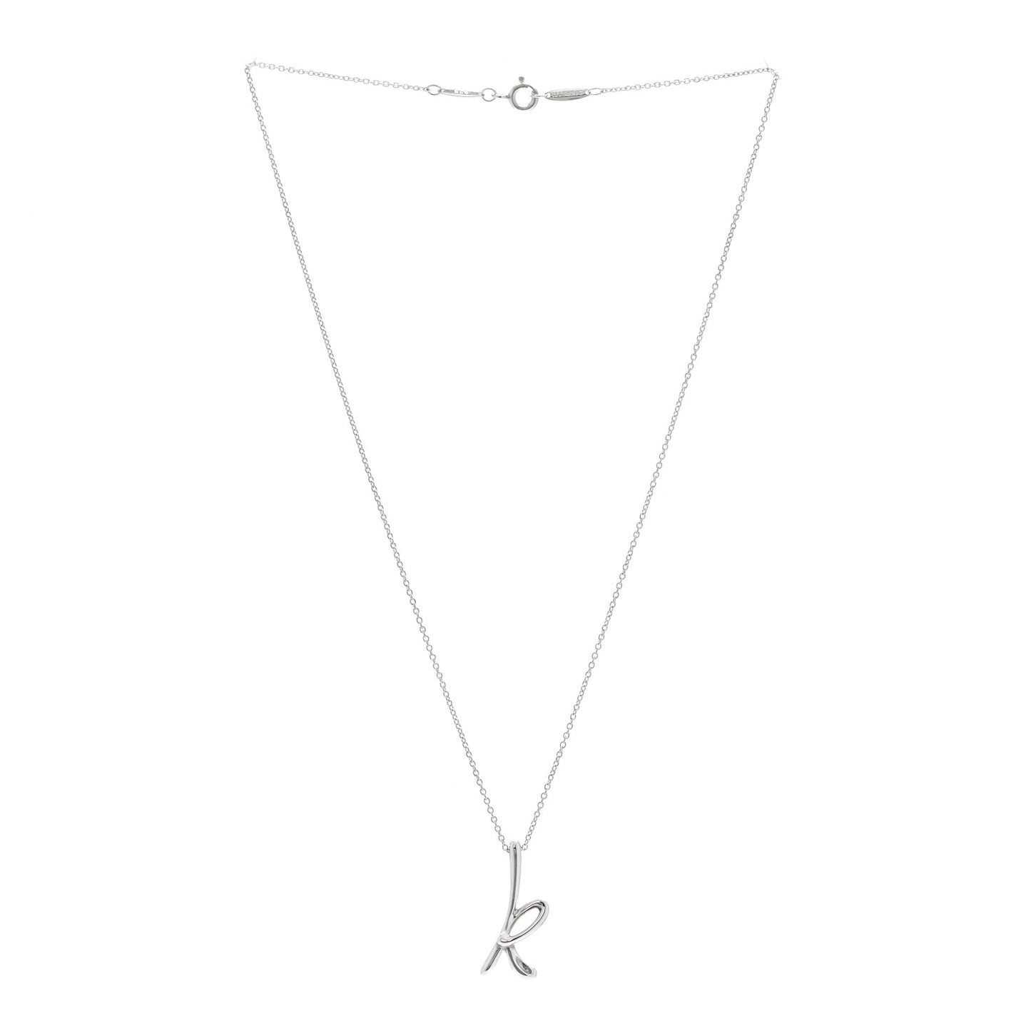 Sterling Silver Elsa Peretti Letter K Pendant Necklace