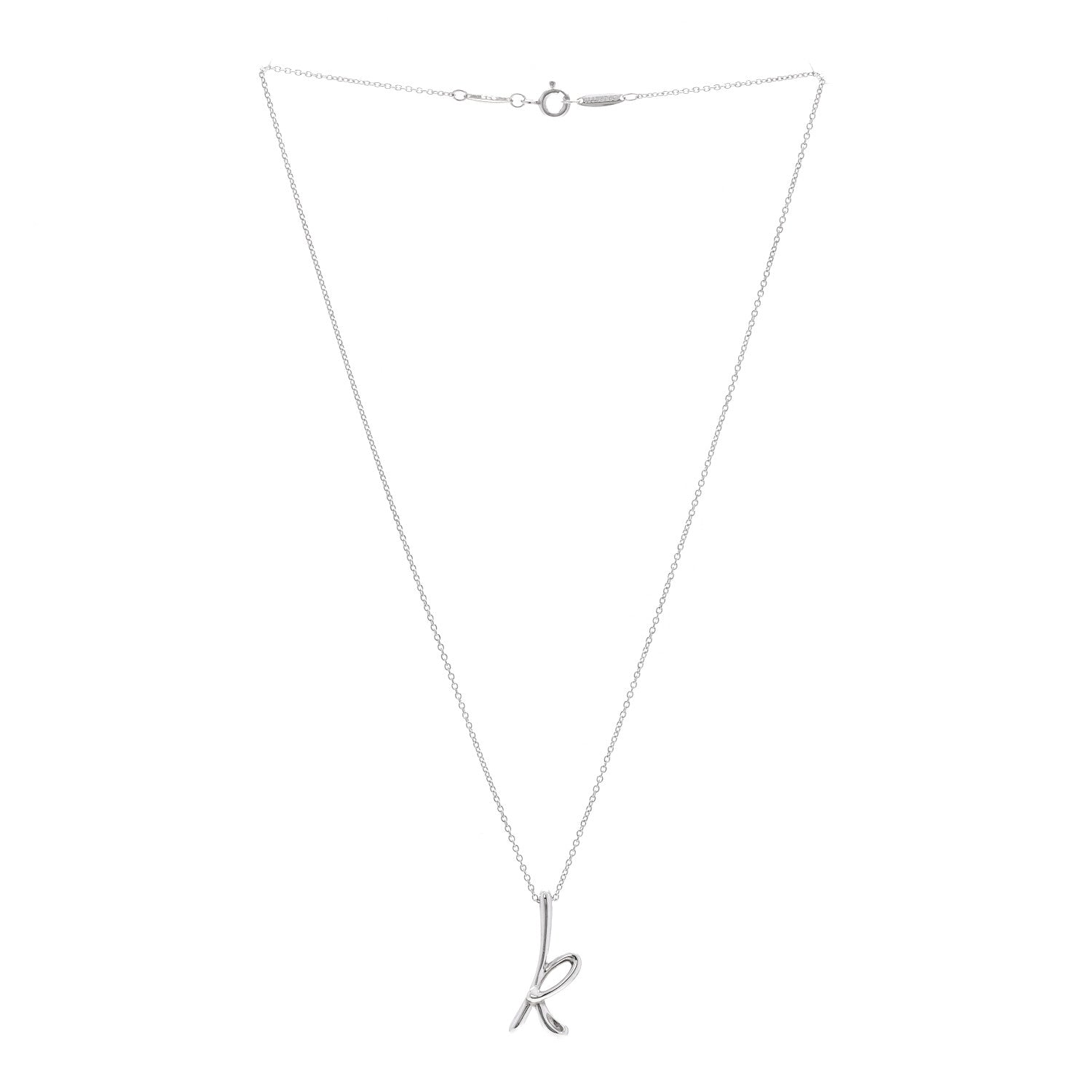 Tiffany Sterling Silver Elsa Peretti Letter K Pendant Necklace 3 of 6