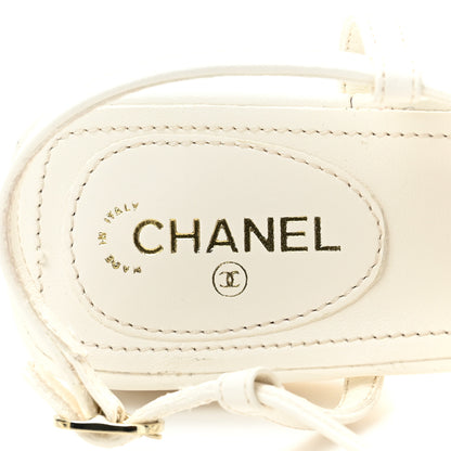 Chanel Lambskin Metal Heart Thong Sandals 39 White 7 of 9