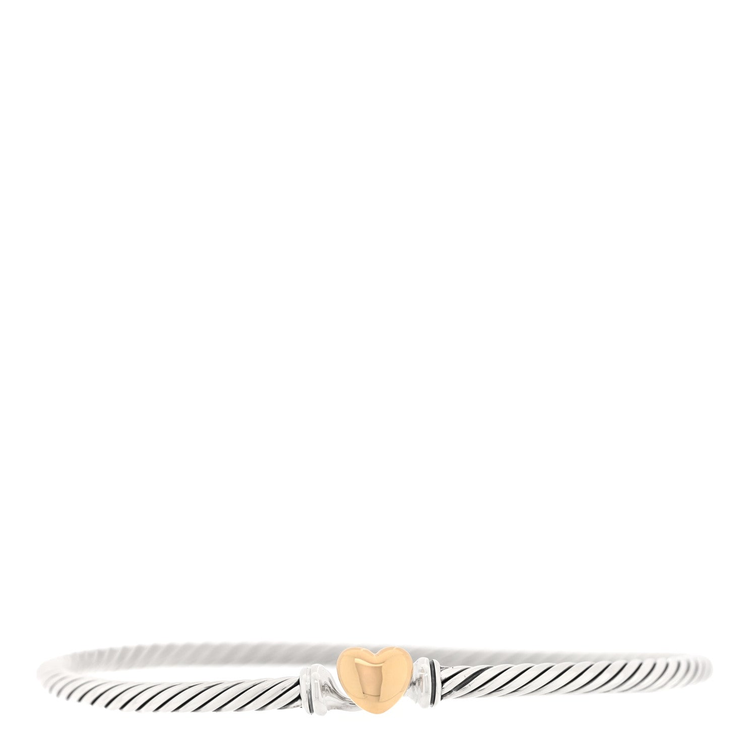 David Yurman Sterling Silver 18K Yellow Gold 3mm Cable Collectibles Heart Bracelet 1 of 3