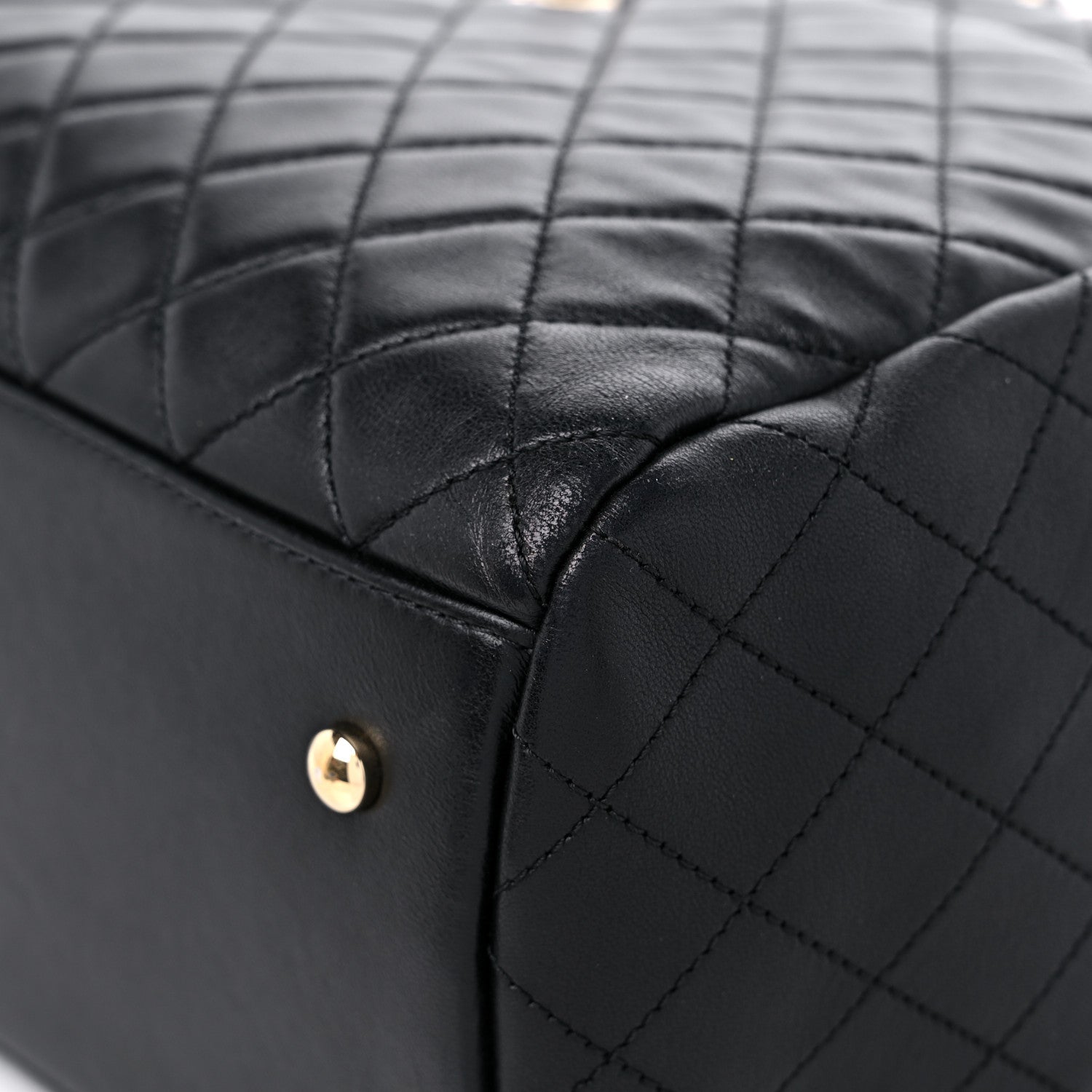 Chanel Lambskin Quilted Large Drawstring Bag Black 9 of 12
