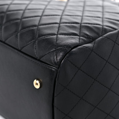 Chanel Lambskin Quilted Large Drawstring Bag Black 9 of 12
