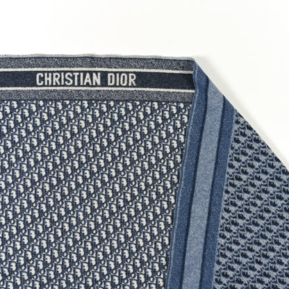 Christian Dior Cashmere Oblique Fringed Scarf Bleu Marine 2 of 3