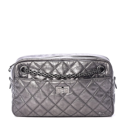 Chanel Metallic Aged Calfskin Quilted Medium Reissue Camera Case Dark Silver 1 of 15