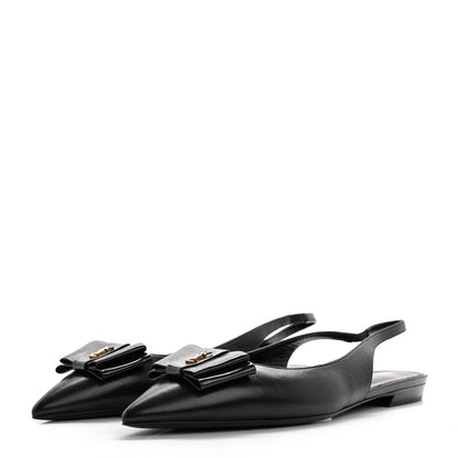 Saint Laurent Patent Smooth Lambskin Anais Slingback Flats 40.5 Navy Black 3 of 9