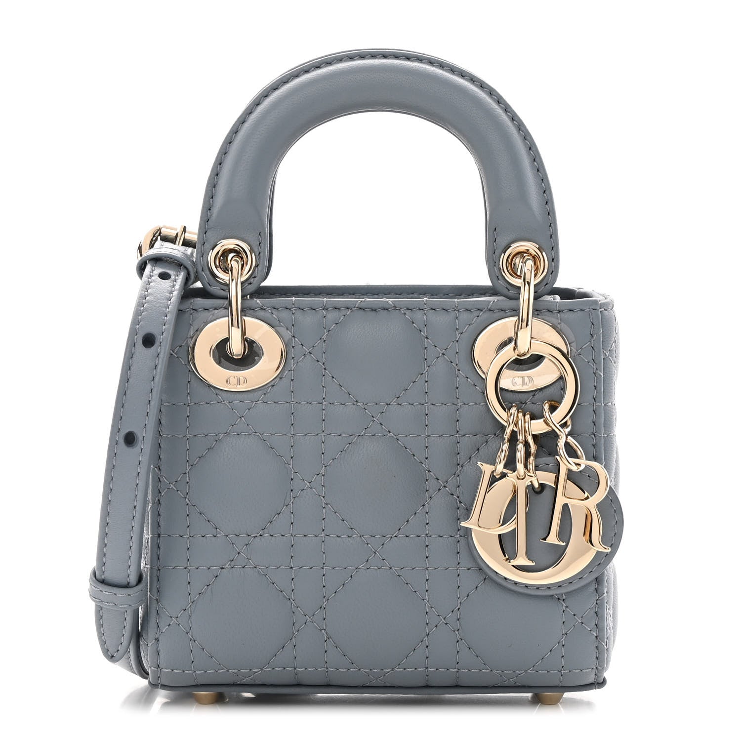 Christian Dior Lambskin Cannage Micro Lady Dior Cloud Gray 1 of 12