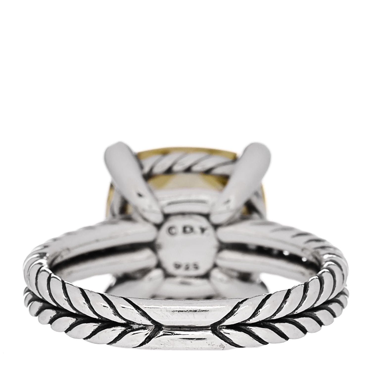 David Yurman Sterling Silver Diamond Lemon Citrine 11mm Chatelaine Ring 54 7 4 of 5