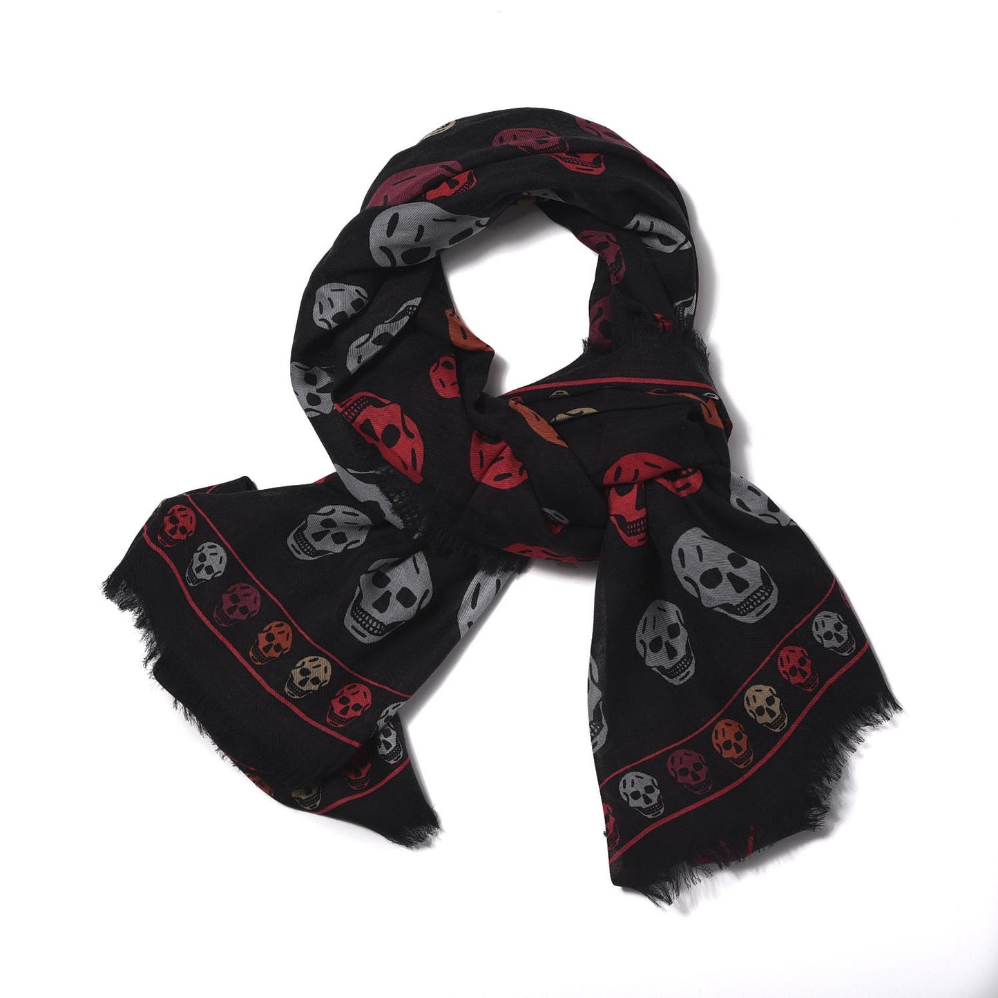 Modal Wool Skull Scarf Black Multicolor