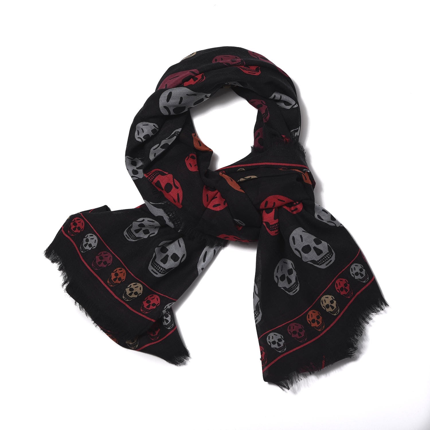 Alexander McQueen Modal Wool Skull Scarf Black Multicolor 1 of 3