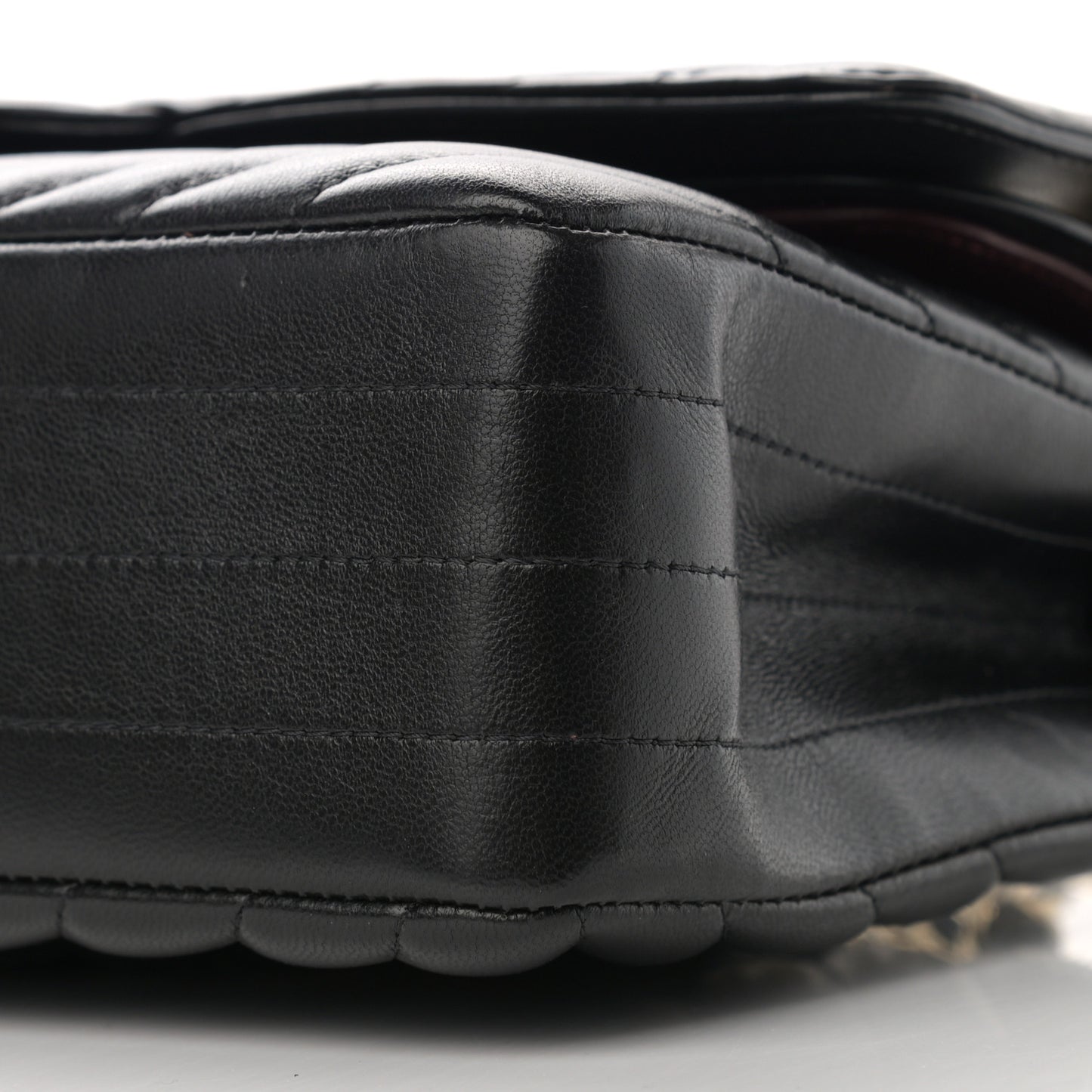 Lambskin Chevron Quilted Medium Double Flap Black