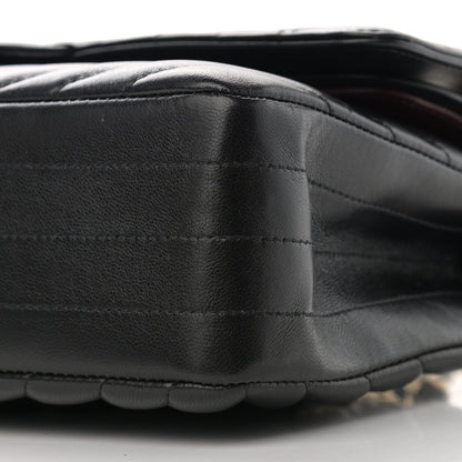 Chanel Lambskin Chevron Quilted Medium Double Flap Black 9 of 14