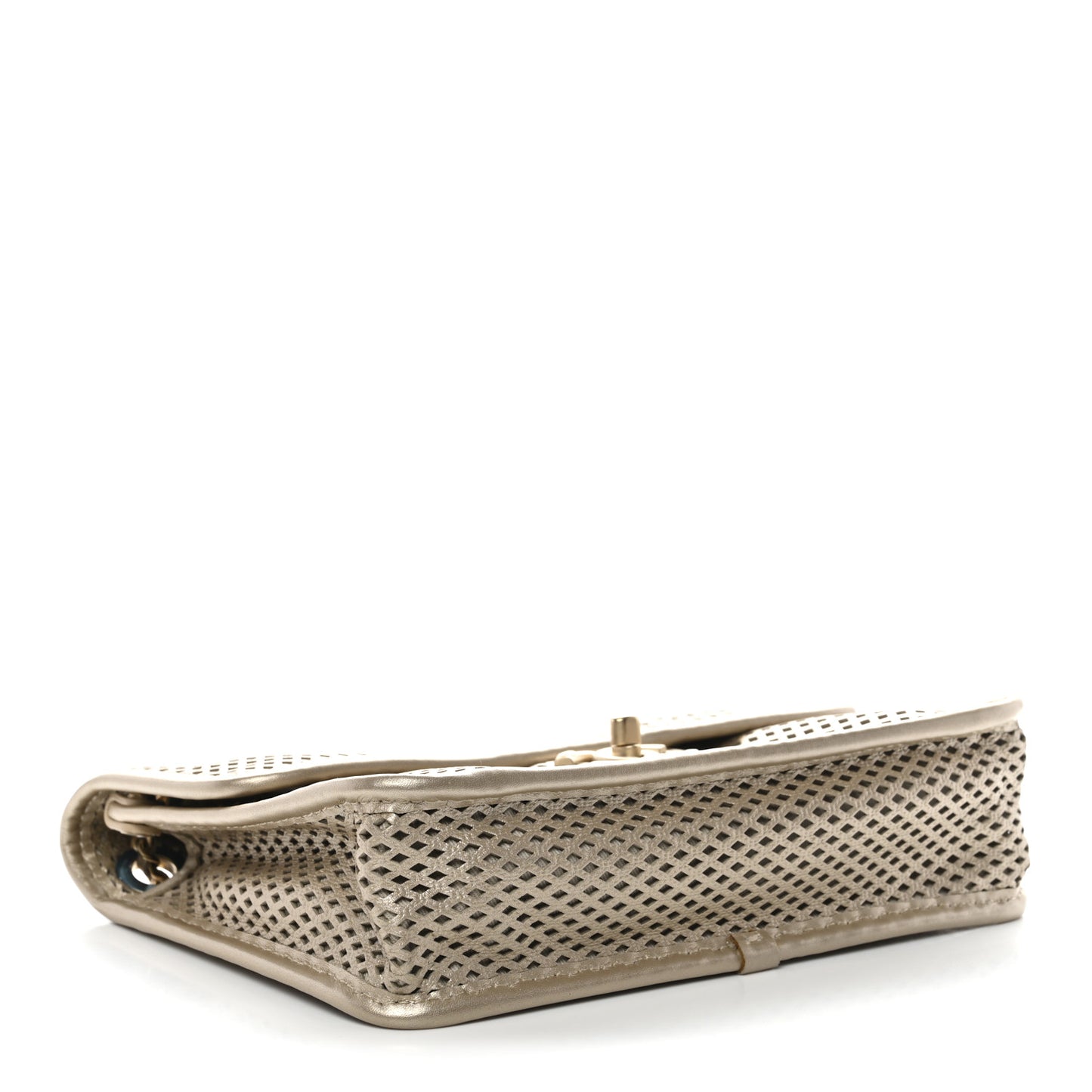 Metallic Perforated Calfskin Small Up In The Air Flap Light Gold