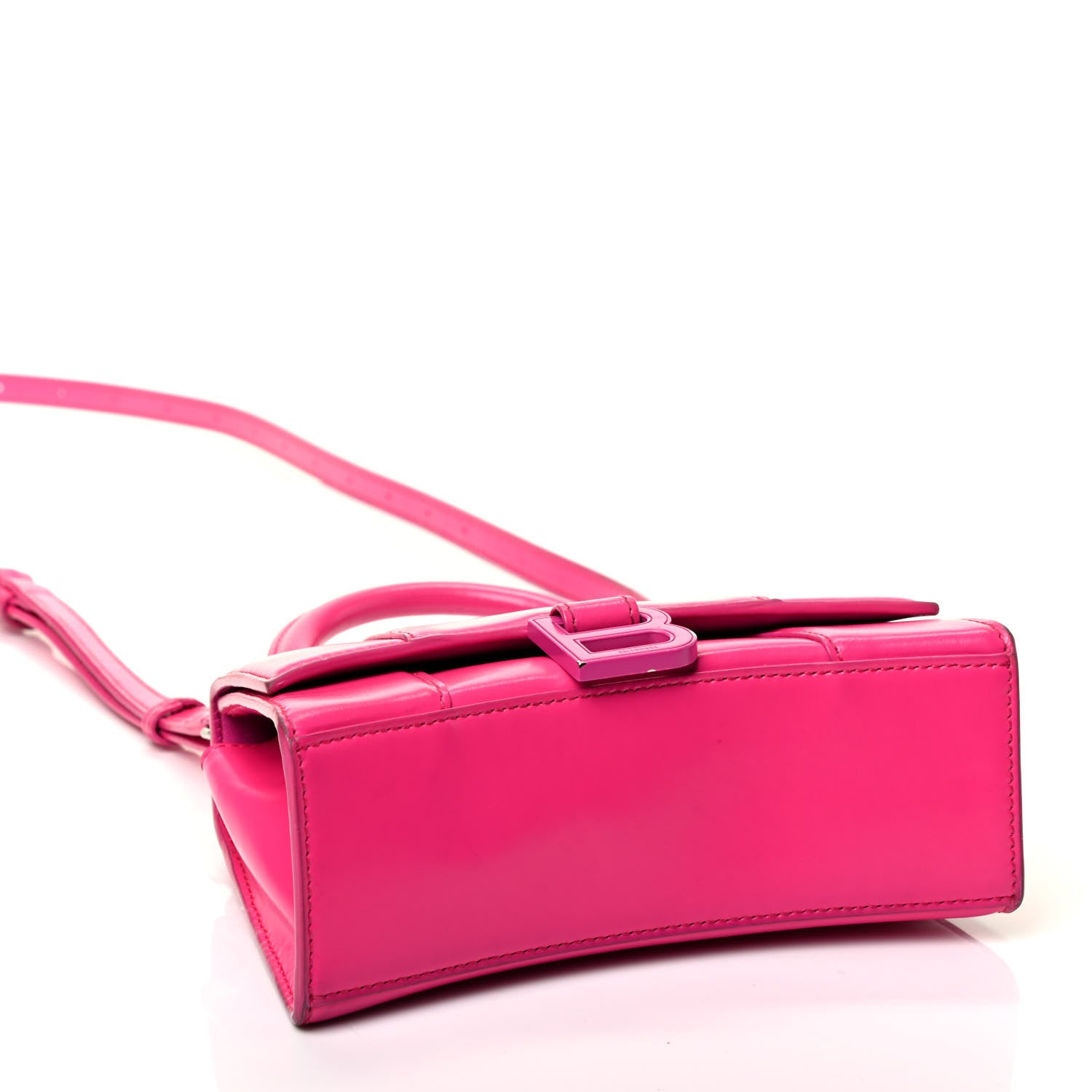 Balenciaga Shiny Box Calfskin Hourglass Top Handle Bag XS Fuchsia 3 of 4