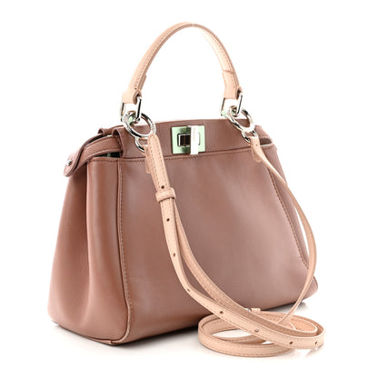 Fendi Nappa Colorblock Mini Peekaboo Iconic Satchel English Rose Plaster Oxigen 3 of 11