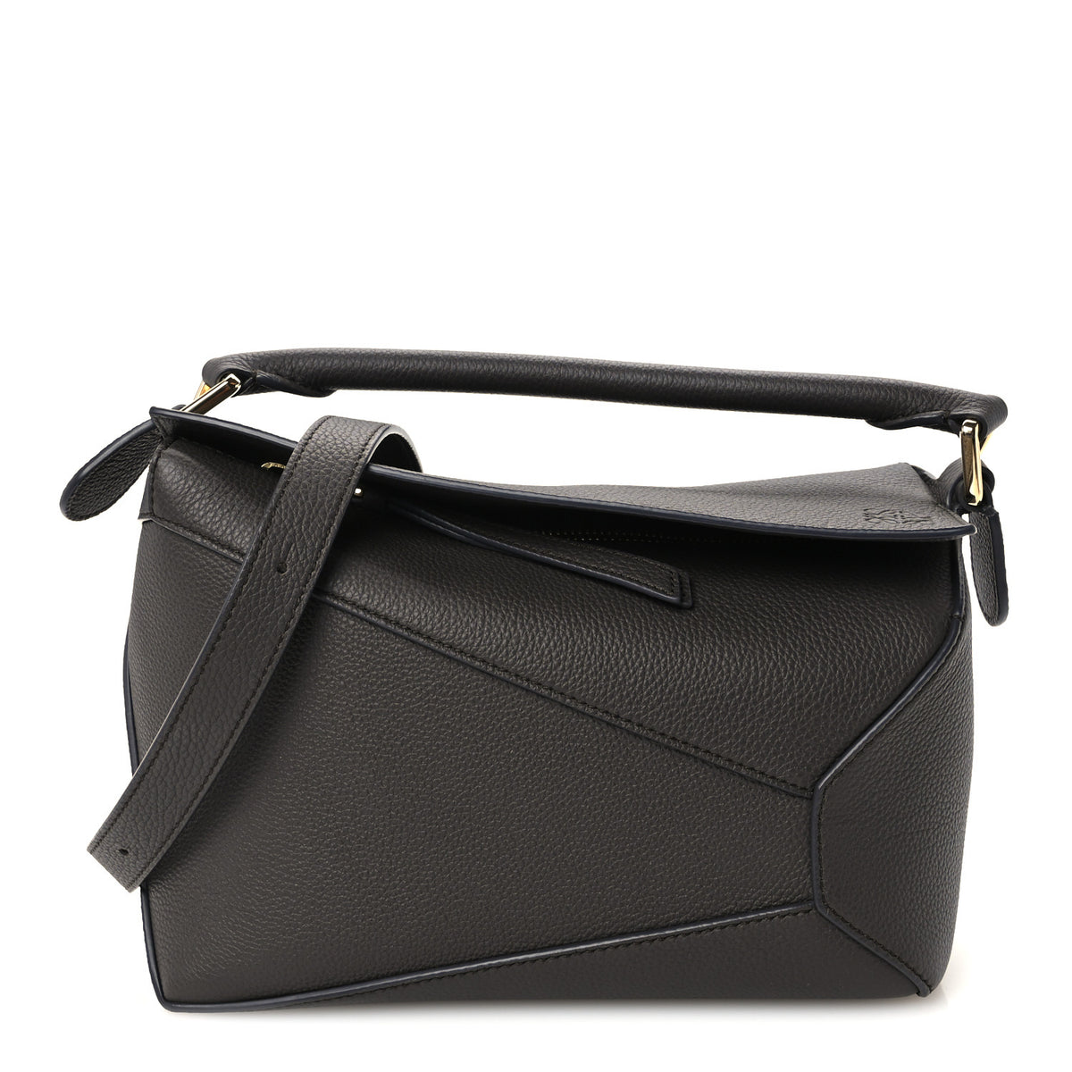 Grained Calfskin Small Puzzle Edge Bag Dark Grey