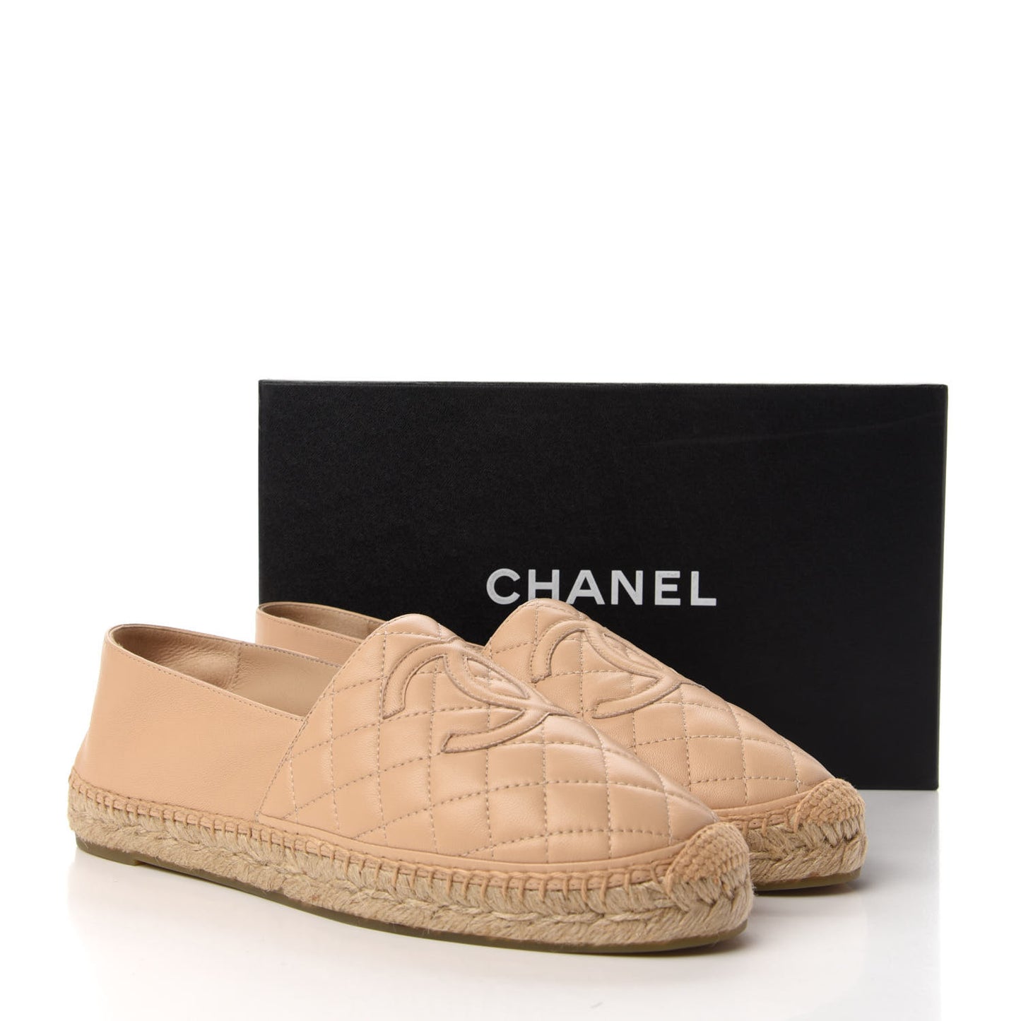 Lambskin Quilted CC Espadrilles 42 Beige