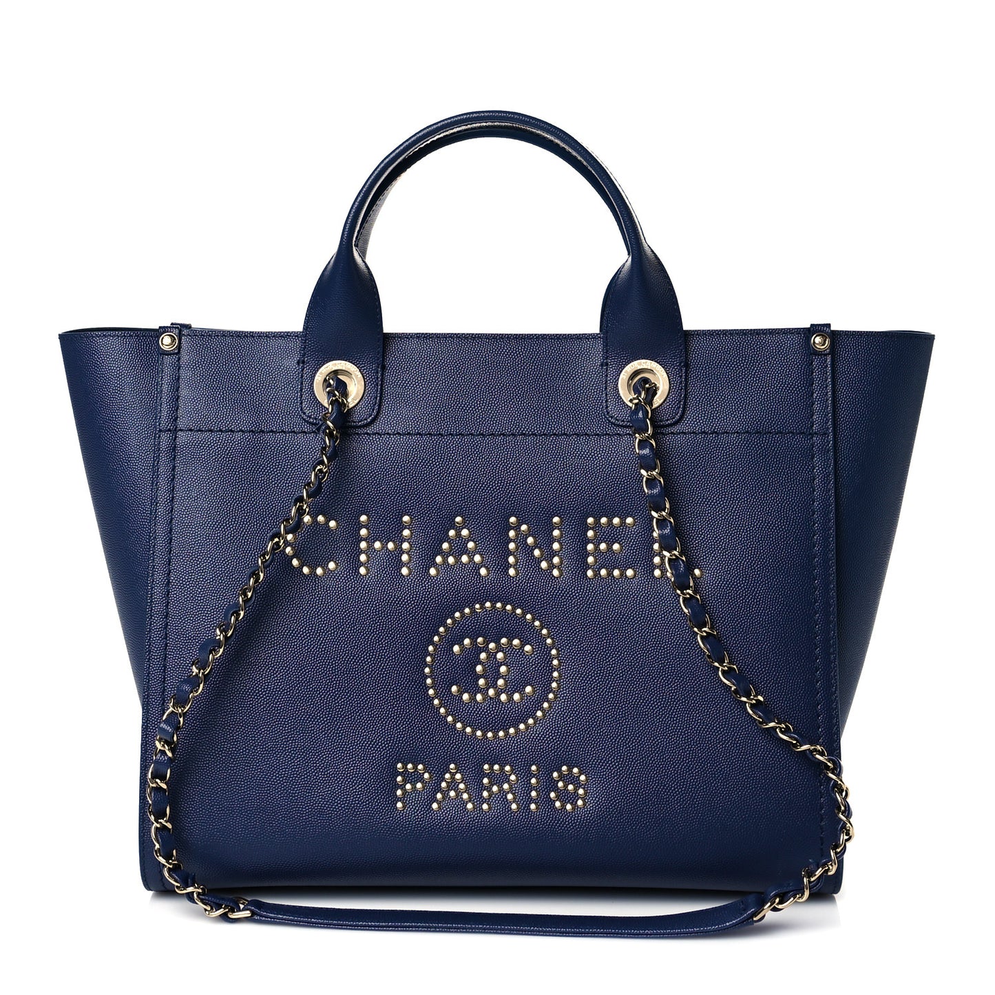 Caviar Small Studded Deauville Tote Navy