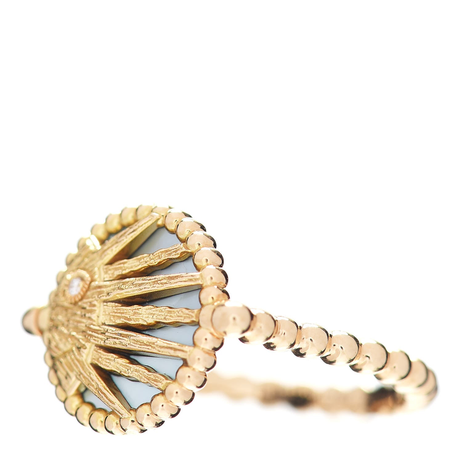 Christian Dior 18K Yellow White Gold Diamond Black Onyx Mother of Pearl Rose Celeste Ring 52 6 4 of 7