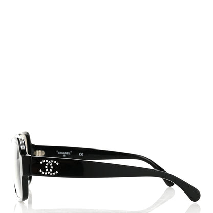 Chanel Acetate Crystal CC Shield Sunglasses 71431A Black Silver 3 of 8