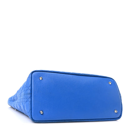Christian Dior Coated Canvas Cannage Large Panarea Tote Blue 4 of 10
