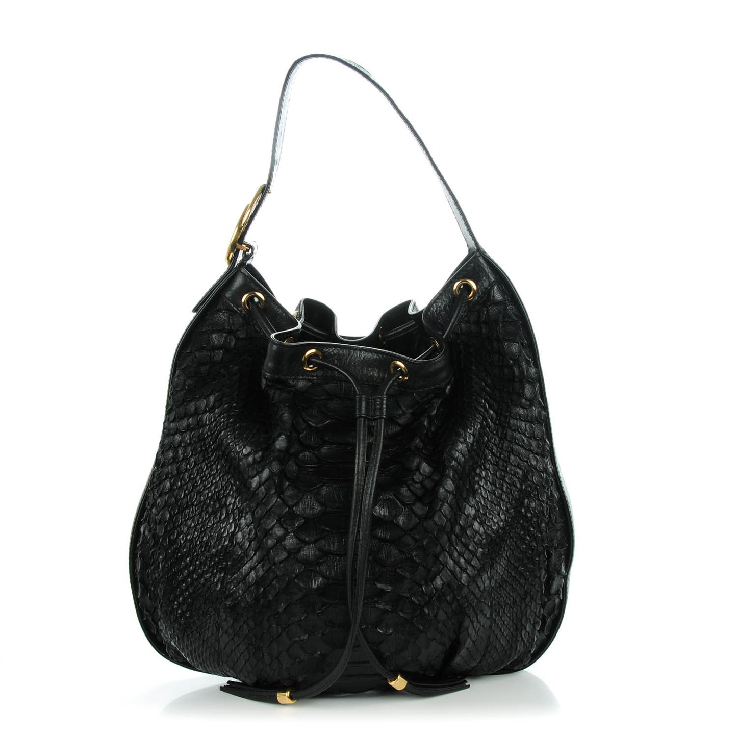Python Medium Interlocking Icon Shoulder Bag Black
