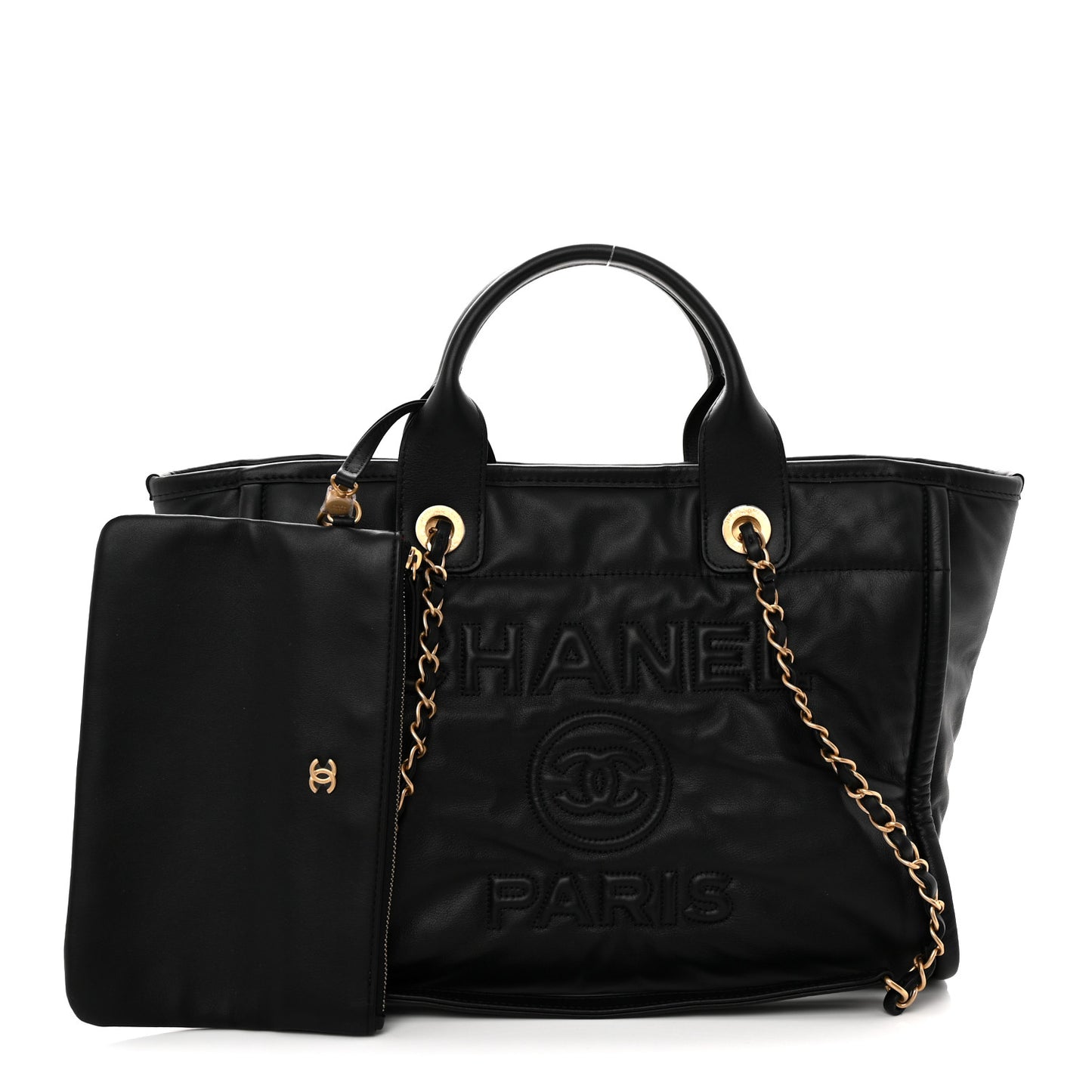 Calfskin Small Deauville Tote Black