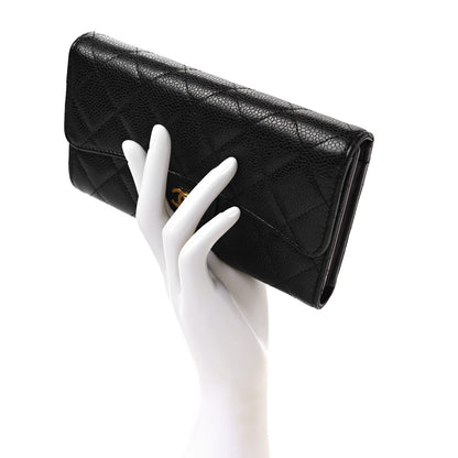 Chanel Caviar Quilted Large Gusset Flap Wallet Black 2 of 7
